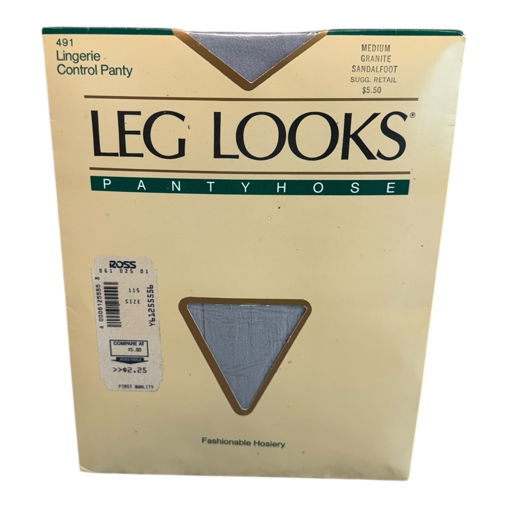 1987 Leg Looks Lingerie Control Panty Pantyhose Size Medium granite Sandalfoot